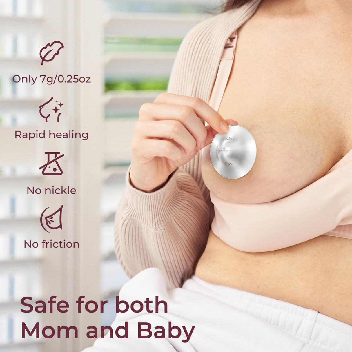 Momcozy 999 Silver Nursing Cups Original Perforated Breathable Design, 999 Silver Nipple Cover for Breastfeeding Essential, Silver Nipple Shield for Nursing Newborn, Metal Nipple Shields, Regular Size