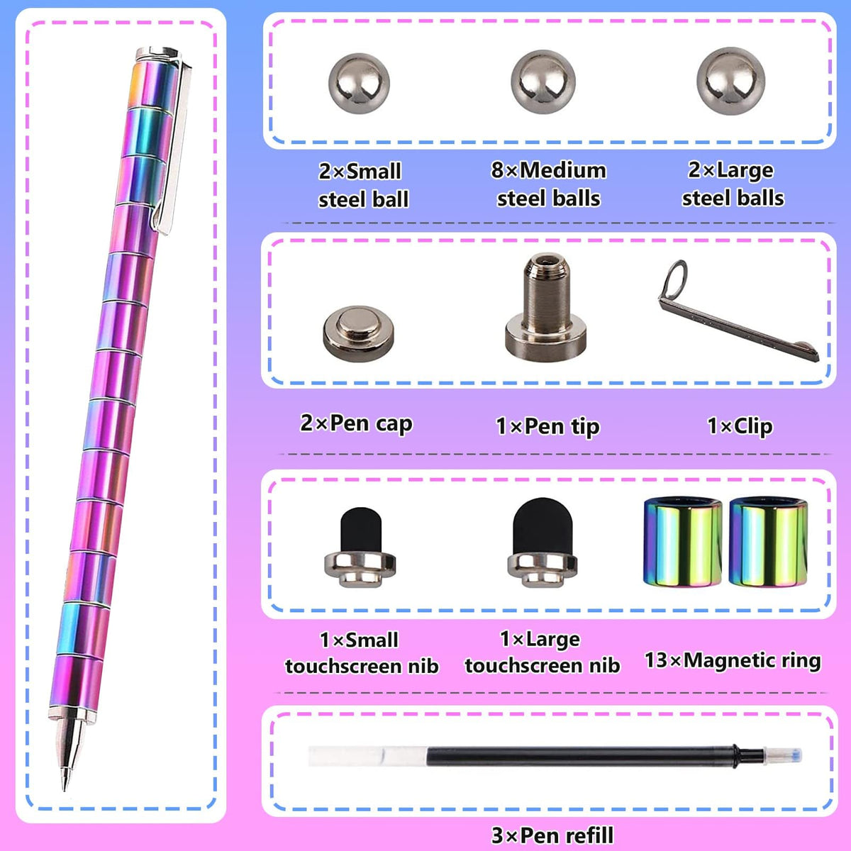 Magnetic Fidget Pen Teen Gifts: Cool Gadget For Men Teacher Appreciation Gifts Graduation Gift For Her Him Stress Relief Fidget Toy For 13 14 15 16 17 18 Year Old Boys Girls,Office Desk Accessories
