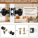RAZCC Privacy Door Knobs, 10 Pack Matte Black Door Knobs with Lock, Bed and Bath Door Knob Interior Keyless Locksets, Round Door Handles Reversible for Left Right Handed Doors