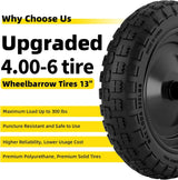 RONPOW 4.00-6 Flat Free Tire and Wheel for Wheelbarrow and Garden Cart