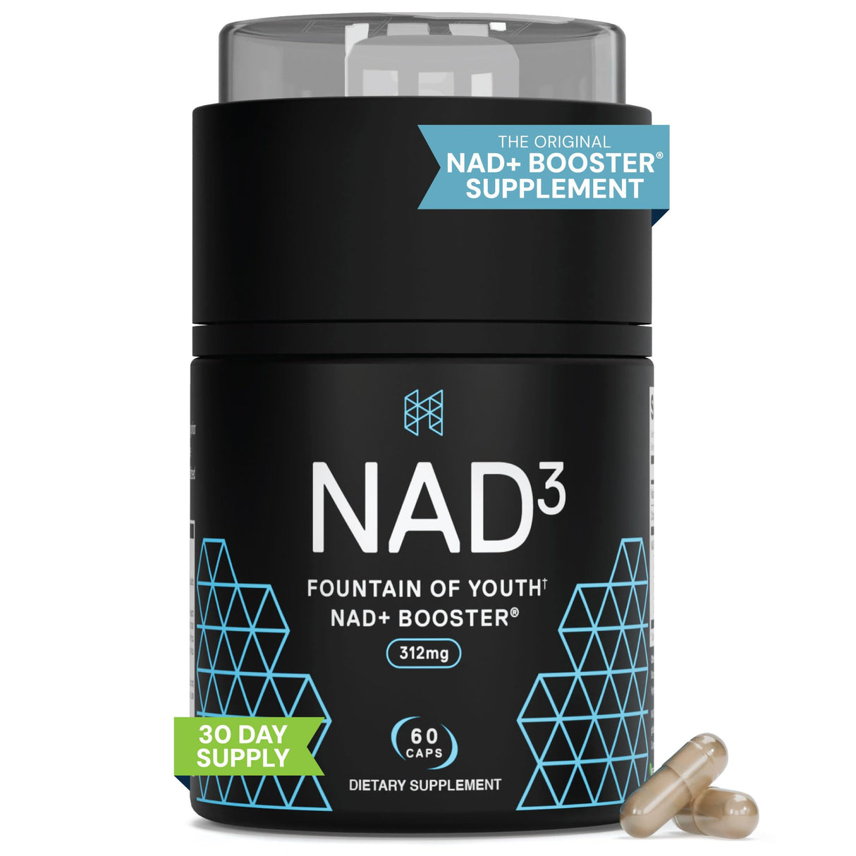 HPN NAD+ Booster (NAD3), Anti Aging Cell Booster, NRF2 Activator, Nicotinamide Riboside Alternative, NAD Supplement Natural Energy, Longevity, and Cellular Health, 312 Mg per Serving (1 Month Supply)