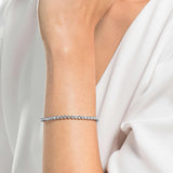 Swarovski Imber Emily Tennis bracelet, Round cut, Blue, Rhodium finish