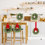 6 Pcs Small Christmas Norfolk Wreaths 15 Inch Christmas Kitchen Cabinet Mini Wreath Real Touch with Bow Ribbon Cedar Red Berry for Xmas Front Door Window Chair Fireplace Table Pillar Farmhouse Decor