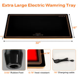 Electric Warming Tray for Buffets Party(32x18 Inches),Warming Tray with 12 Temp-Settings,Built-in Thermostat and Full Surface Heating,Versatile Food Warmers for Parties Buffet,Gatherings,Daily Use