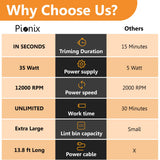 Pionix Extra Power Fabric Shaver - 35W Electric Lint Remover for Clothes/Upholstery/Furniture/Couch - Speed of 12000 RPM - Heavy Duty Sweater Shavers to Remove Pilling - Large Fuzz Remover