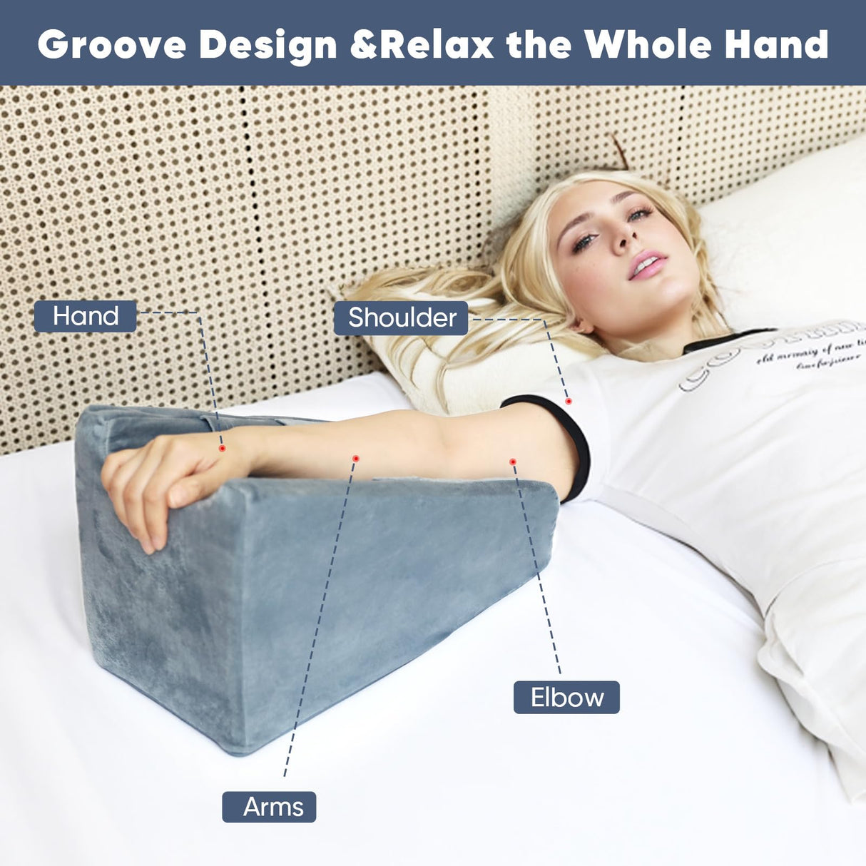 TBXONMOW Arm Elevation Pillow Arm Wedge Pillows for Adults Arm Support Pillow with Pocket for Post Surgery Elbow Arm Rest Pillow with Removable Pillow for Sleeping(Grey)
