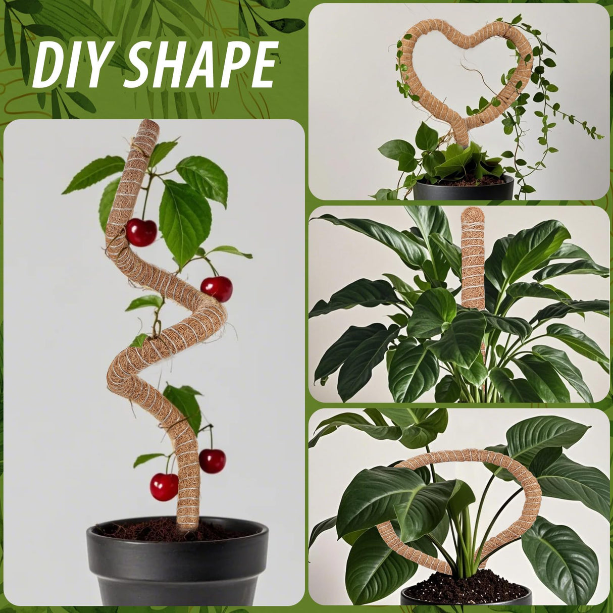 3 Pack Moss Pole, 48 Inch Monstera Plant Support, Moss Poles for Climbing Indoor Plants, Bendable Coco Coir Plant Support Stakes for Potted Plants, Pothos, Philodendron