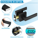 Plustool 4 Pack Black Door Handles Interior, Passage Door Levers for Hallway&Closet, Interior Closet Door Knobs Heavy Duty Square Non-Locking Handlesets(2.0lb), Reversible for Left&Right Sided Doors