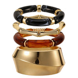 JATEBI 4 Pcs Chunky Acrylic Bangle Bracelets for Women (Black)