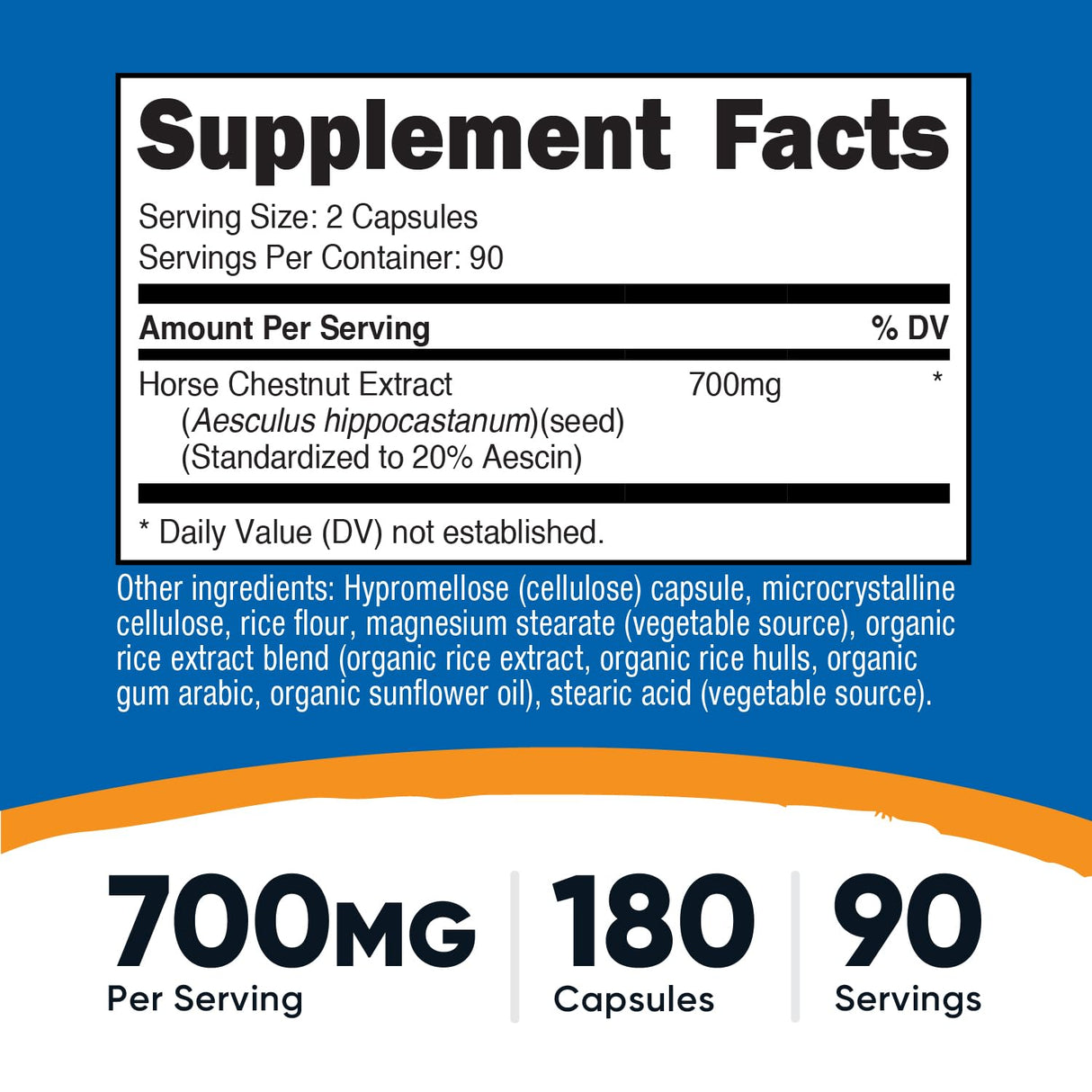 Nutricost Horse Chestnut Extract Capsules 700 MG Per Serving, 180 Capsules, 90 Servings - Non-GMO, Vegan
