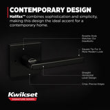 Kwikset Halifax Interior Privacy Door Handle with Lock, Door Lever For Bathroom and Bedroom, Matte Black Reversible Keyless Push Button Lock Door Lever, with Microban Protection, Square Rose