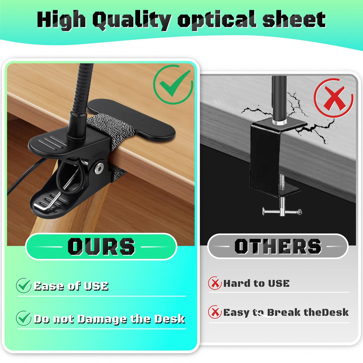 10X Magnifying Glass with Light, Clip on Mganifier with Light, 48 LED Desk Magnifying Glass wtih Clamp, 3 Modes Dimmable Magnifying LED Lamps for Bed Work Crafts DIY Repair Black