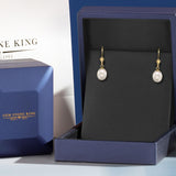 Gem Stone King Cultured Freshwater Pearl Earrings, White, Yellow Gold