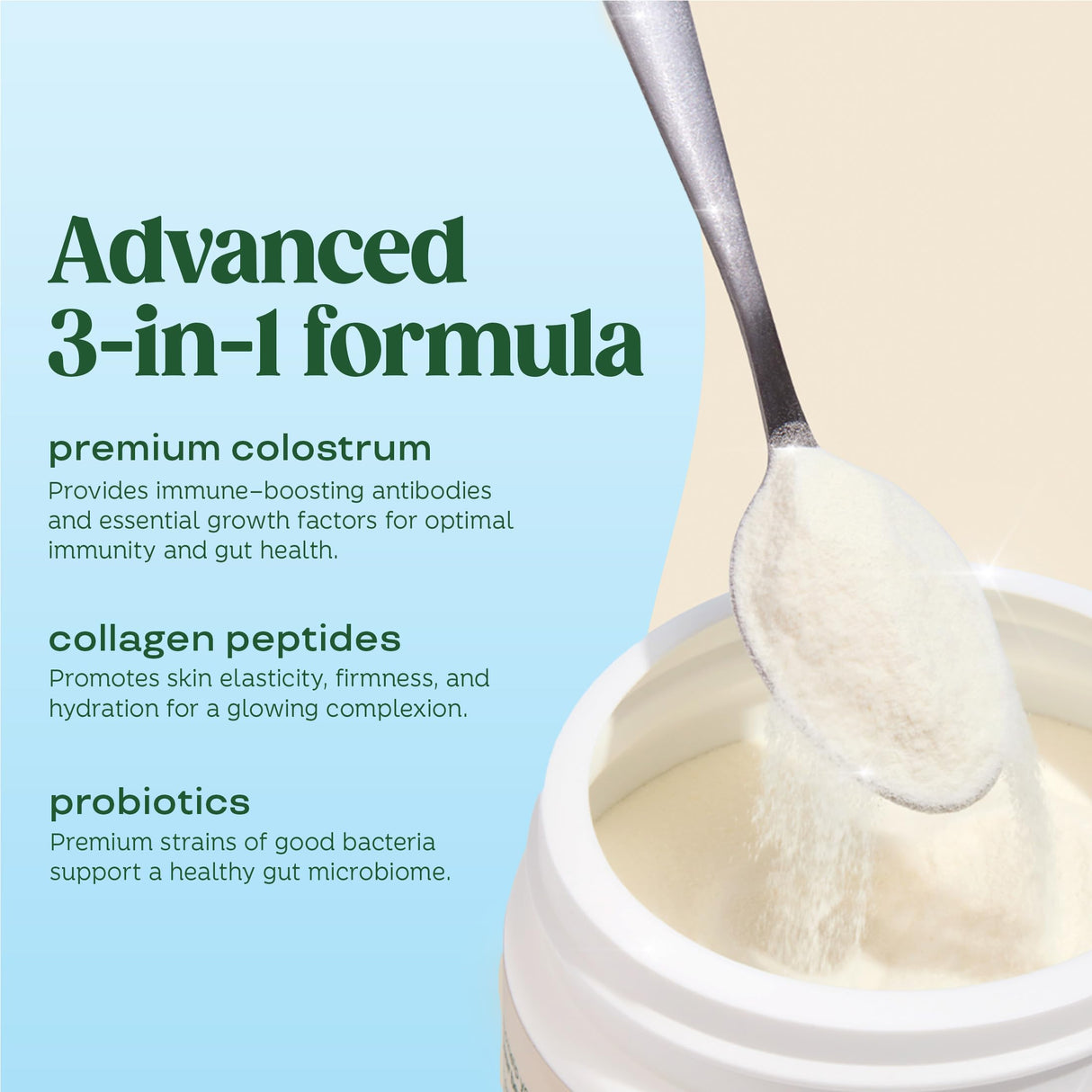 Bloom Nutrition Bovine Colostrum Powder with Vitamin B-12 for Gut Health, Immune Support, Hair Growth & Beauty Supplement | Unflavored, 25 Servings