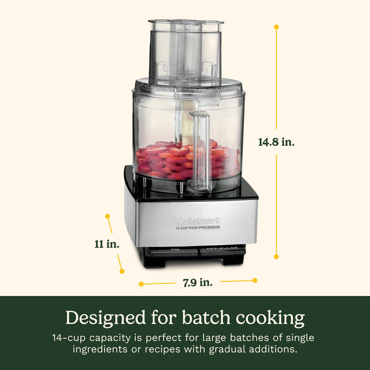 Cuisinart Food Processor, 14-Cup Vegetable Food Chopper for Mincing, Dicing, Shredding, Puree & Kneading Dough, 720-Watt Motor, Stainless Steel, DFP-14BCNY