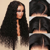 Glueless Curly Wigs Human Hair 7x5 Wear and Go Wig Human Hair Pre Plucked Pre Cut Black Deep Wave Closure Lace Front Wigs Human Hair 12a 220% Density Loose Curly Wig Bleached Knots for Women 28 Inch