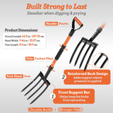 Garden Fork for Digging, 4-Tine Pitch Fork with Foot Step, Ergonomic Y-Handle & Comfortable Grip, Lightweight Durable Pitchfork for Soil Loosening, Compost, Mulch, Weeding & Potato Harvest - 43 Inches
