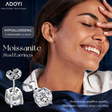 adoyi Moissanite Diamond Stud Earrings for Women Men 925 Sterling Silver Post Hypoallergenic 18K White Gold Plated Flat Back Stud Earring Jewelry Round Cut D Color VVS1 Clarity Gift for Women 2.0CT