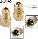 Aupoko R12 R22 to R134a Adapters, R134A Refrigerant Tank Adapter Kit with Valve Core Remover, 1/4" Male to 1/2" Female, 1/4’’ SAE Female X 1/2’’ Male Refrigerant Tank Adapters
