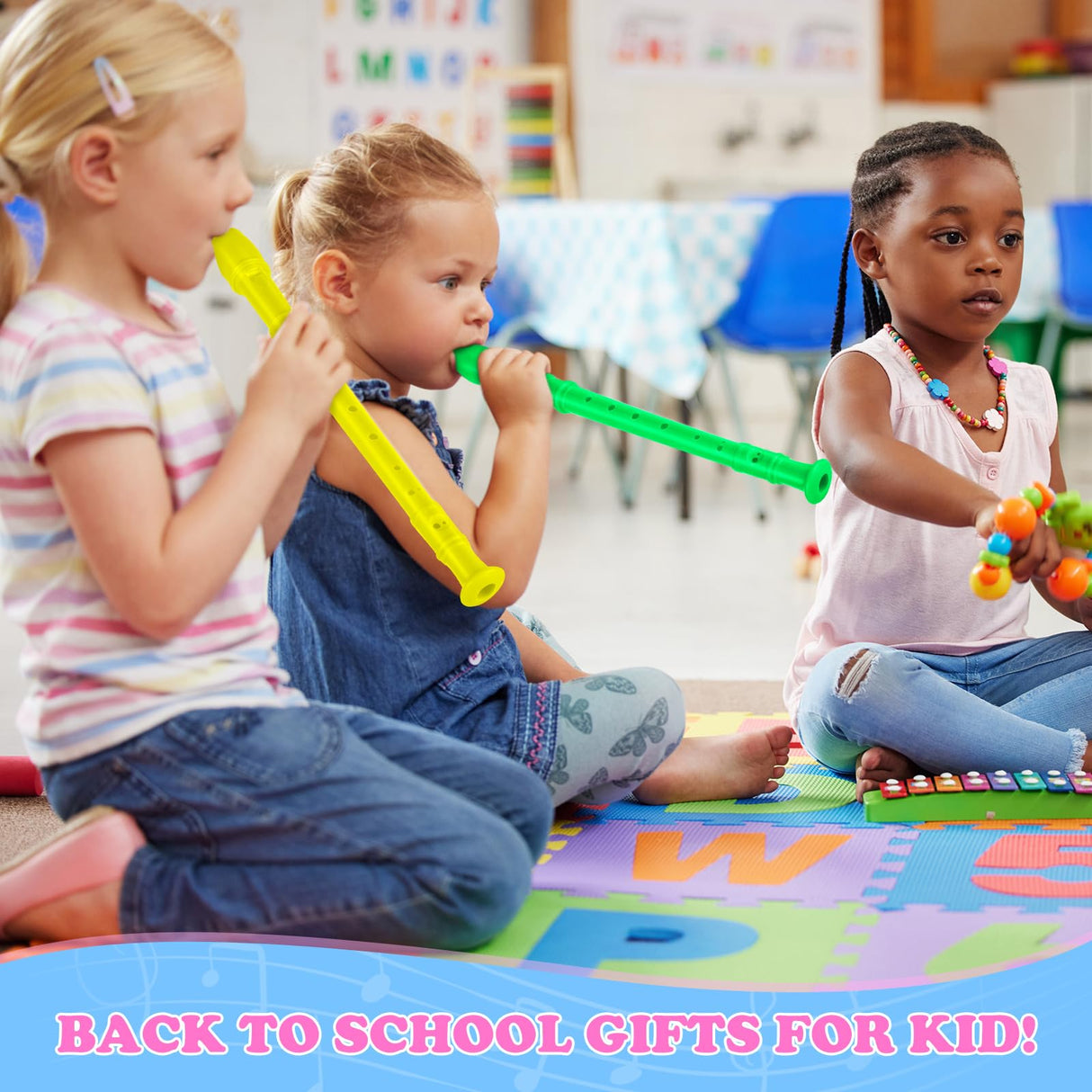 8 Hole Soprano Recorders Descant Flute Bulk With Cleaning Rod German Style for Back to School Gift Christmas Shoebox Supplies Musical Instruments Party Favor (24 Pack)