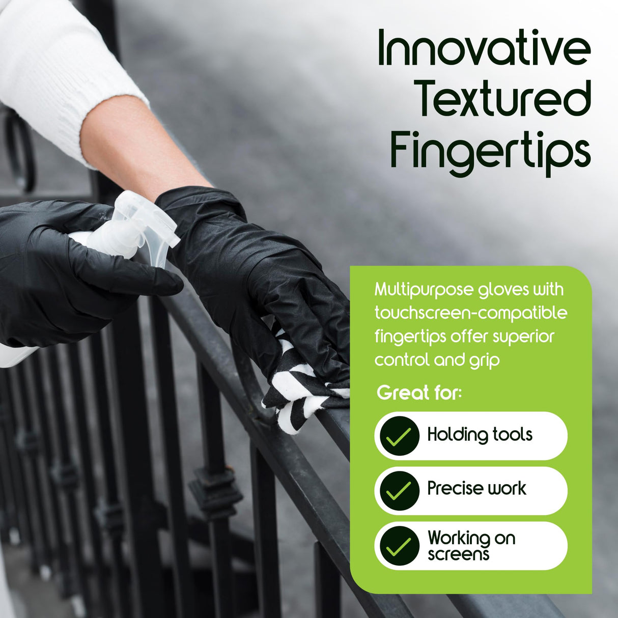 Inspire Black Nitrile Gloves | THE ORIGINAL Quality Black Gloves Disposable Latex Free | 4.5 Cooking (Nitrile, Large)
