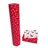 WRAPAHOLIC 30 Inch Jumbo Reversible Christmas Wrapping Paper - 30 Inch x 100 Feet Jumbo Roll Red White Reindeer and Snowflake Wrapping Paper for Christmas, Holiday, Party