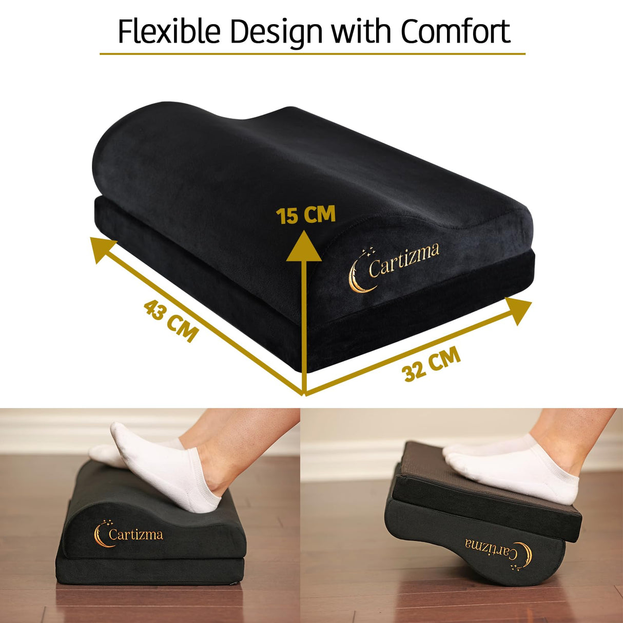 Cartizma Ergonomic Foot Rest Under Desk - Non-Slip, Adjustable, Washable Covers for Pain Relief - Office, Home & Travel