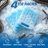 RIDGECOOL 4 Pack Reusable Large Ice Packs for Cooler, Long Lasting Freezer Packs for Camping, Beach, and Road Trips, Cooler Ice Packs BPA-Free Non-Toxic, 8"x 6.7"
