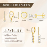 Quinby Earrings For Women Trendy,14k Gold Plated Drop Earring For Women,Hypoallergenic Gold Earrings Dangle,Prom Earring Jewelry For Gift