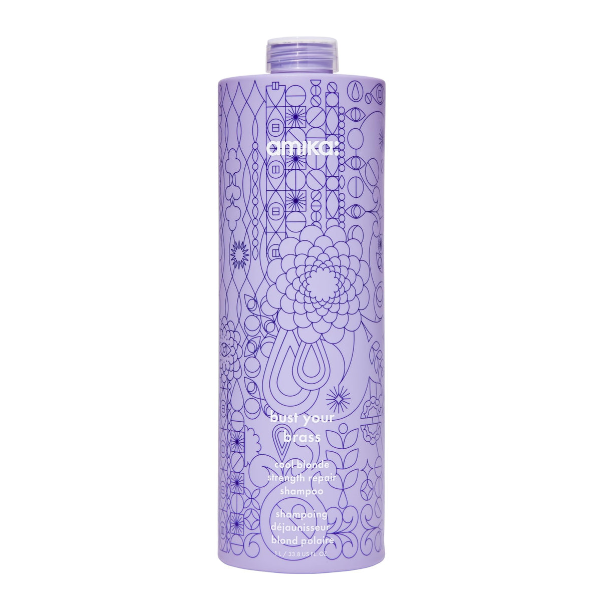 amika bust your brass cool blonde strength repair shampoo, 1000ml