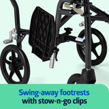 Medline Ultra Lightweight Transport Wheelchair for Adults, Foldable, 19-Inch Seat Width, Black Frame, Black Upholstery