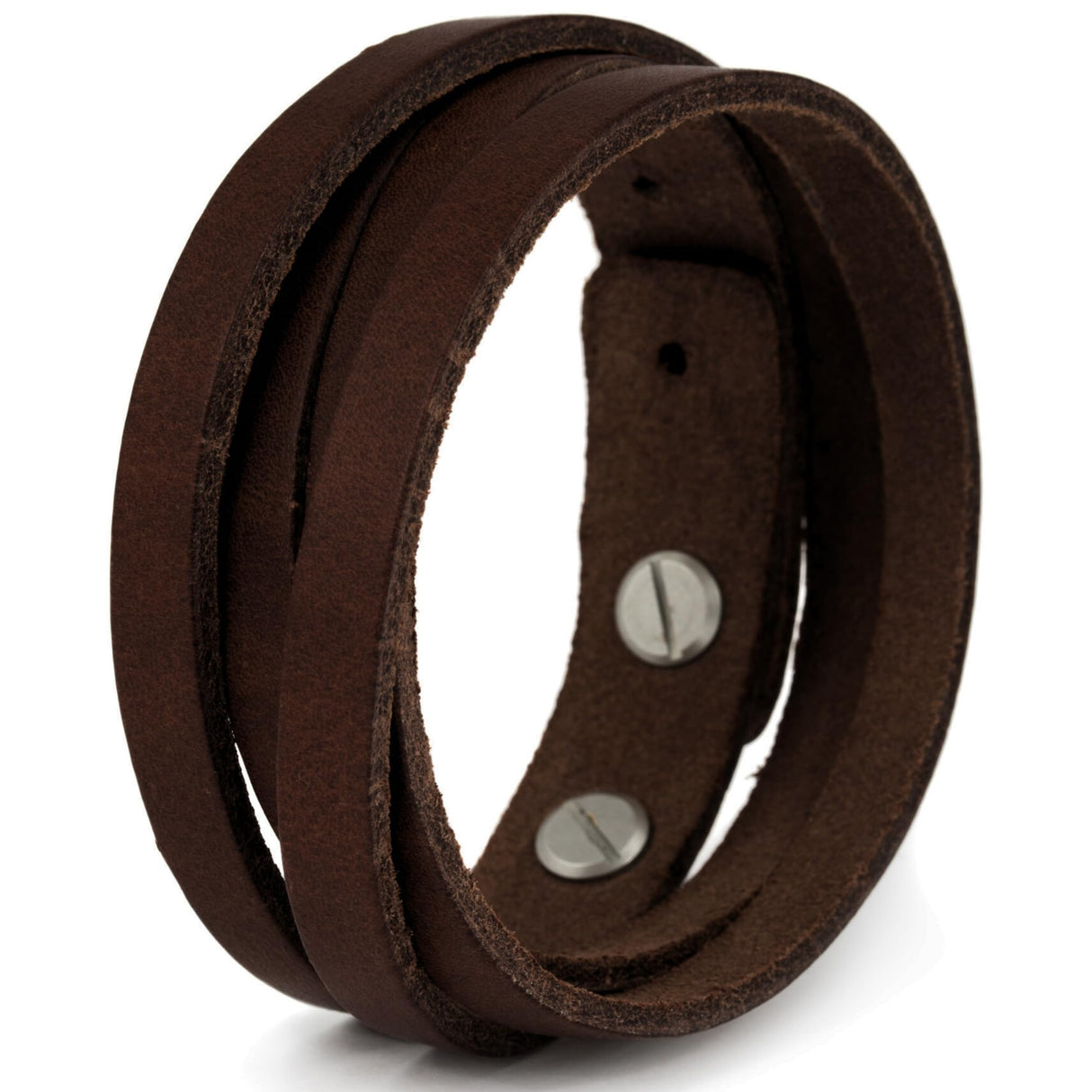 Simaru Genuine Italian Leather Bracelet for Men, Adjustable Double-Wrap Wristband, Vegetable-Tanned Leather, Brass Closure, Handmade in Germany, Gift for Him