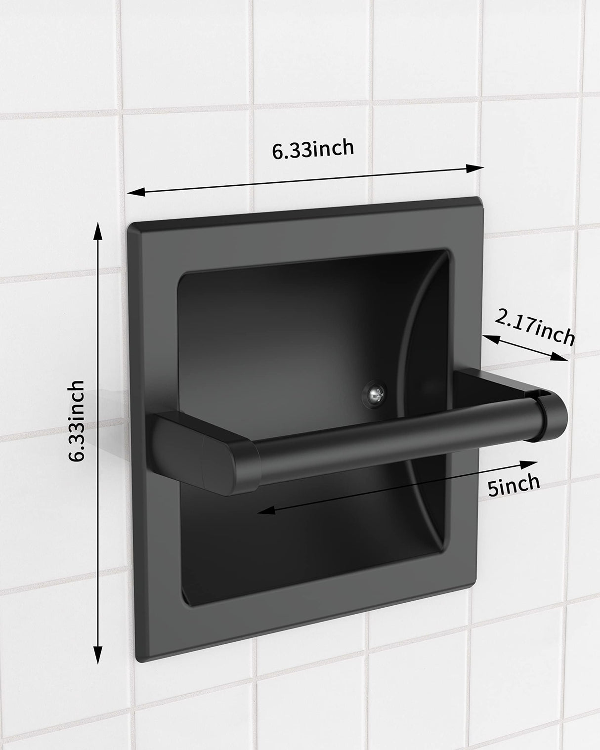 WZKALY Matte Black Recessed Toilet Paper Holder for Large Rolls, Pivoting Black Toilet Paper Holder Wall Mount Stainless Steel, in Wall Toilet Paper Holders Black, Bathroom Toilet Paper Wall Holder