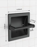 WZKALY Matte Black Recessed Toilet Paper Holder for Large Rolls, Pivoting Black Toilet Paper Holder Wall Mount Stainless Steel, in Wall Toilet Paper Holders Black, Bathroom Toilet Paper Wall Holder
