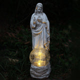 xxoasis Jesus Statue Outdoor Decor Solar Lights, Religious Garden Statue,Blessed Father Outdoor Figure for Home/Garden Decor, Gift for Men/Father(11.22" H)