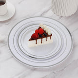 Goodluck 200PCS Silver Plastic Plates, Heavy Duty Disposable Gold Plates with 100 10.25 inch Dinner Plates and 100 7.5 inch Dessert Plates, Disposable Plates for Party, Holiday, Wedding, Christmas