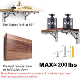 Folding Shelf Brackets 14 inch 4 Pcs Max. Load 330lb - Heavy Duty Stainless Steel DIY Wall Mounted Collapsible Shelf Brackets, Space Saving for Table, Workbench, Garage Workstation, Stuff Supports