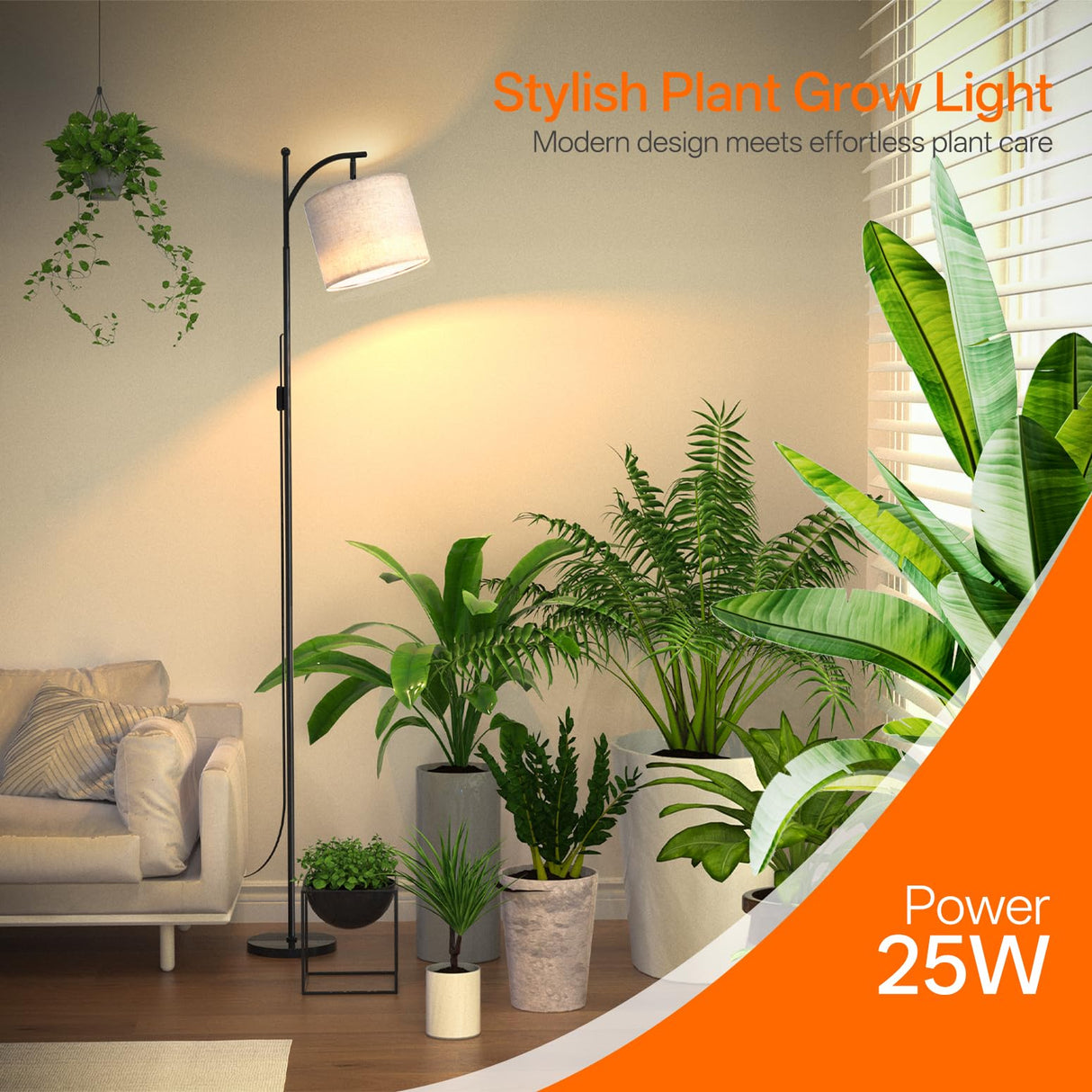 Bstrip 70.8″ Tall Grow Lights for Indoor Plants, 3000K Full Spectrum Plant Light with Stand, Auto On/Off Timer & Adjustable Angle, 25W Non-Dimmable LED Lamp for Plant Growth