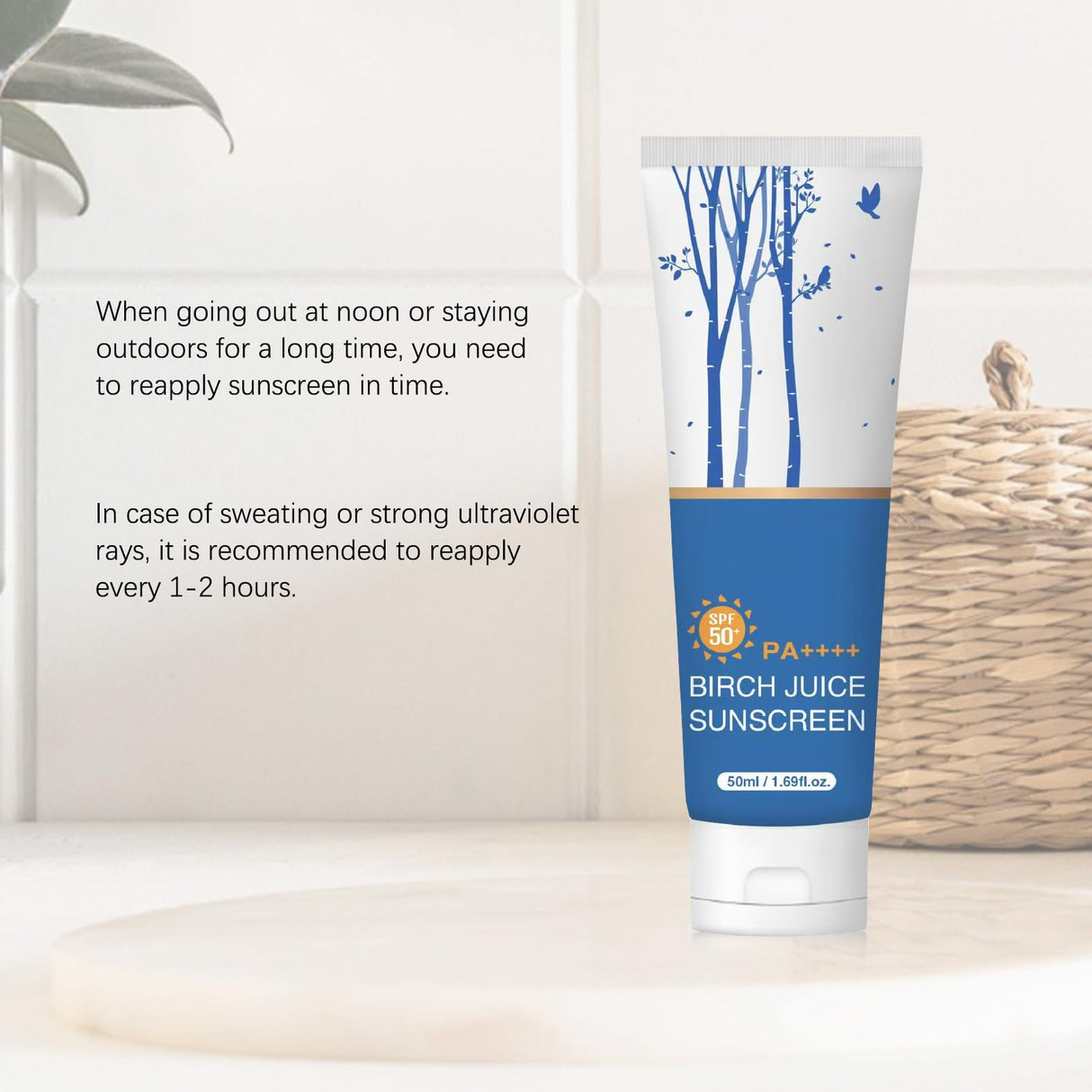 Birch Juice Moisturizing Sunscreen Mild-up Sunscreen for Face, UV LOCK 1.69 Fl Oz SPF 50 Broad Spectrum, Moisturizing Korean Skin Care, No White Cast Ocean Friendly-Reef Safe (1)