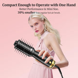 ANGILALA Dual Voltage(100~250V) Mini Hair Dryer Brush with European Plug Adapter for International Travel, Europe Travel Essentials for Women