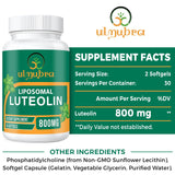 Ulmubra 800 MG Liposomal Luteolin Supplement - Maximum Absorption, Premium Antioxidant Supplement for Brain & Overall Well-Being, 60 Softgels - 30-Day Supply