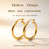 14K Gold Hoop Earrings for Women, Lightweight Everyday Hoops - Perfect Mother’s Day, Valentine’s, Anniversary & Birthday Gifts for Wife (25 MM)