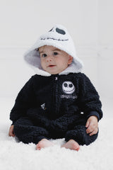 Disney Nightmare Before Christmas Jack Skellington Newborn Baby Boys Cozy Sherpa Zip Up Cosplay Coverall Black 3-6 Months