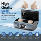 Hearing Aids for Seniors, OTC Hearing Aid Rechargeable with Noise Cancellation Adults, senior Invisible Hearing Amplifier With Portable Charging Case Premium Comfort Design(Beige)