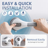 TAILINK Grab Bars for Bathtubs and Showers 2 Pack Shower Handle, Heavy Duty Suction Grab Bar Bath Handrails for Seniors and Elderly, Bathroom Safety Grip No Drilling Waterproof Removable, Grey