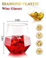 BESTSTAR 40 PCS Clear 12 Oz Plastic Wine Whiskey Glasses, Diamond Stemless Unbreakable Disposable Wine Glasses for Parties, Ideal for Weddings, Christmas, Halloween,Holidays,pool party,Daily Use