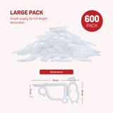 All-Purpose Holiday Light Clips [Set of 600] Christmas Light Clips, Outdoor Light Clips - Mount to Shingles & gutters - Works with Mini, C6, C7, C9, Rope, Icicle Lights - No Tools Required - USA Made