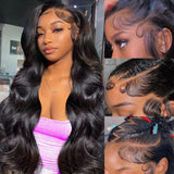 CRCCRC 30 Inch 13x6 Lace Front Wigs Human Hair 200% Density Body Wave HD Lace Front Wigs Human Hair Pre Plucked Natural Color Glueless Wig 100% Virgin Lace Front Wigs for Women