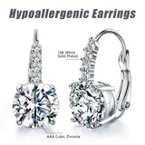 Dwearbeauty Earrings for Women, 18K White Gold Plated Earring Hypoallergenic Round Cut Cubic Zirconia Drop Dangle Earrings wedding Bridal Earring for Women Prong Setting