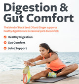 Cold-Pressed Black Seed Oil Capsules - Vegan Non-GMO Nigella Sativa Black Seed Oil Supplement with Ginger Extract for Wellness & Digestive Health Support - Gingerol & Thymoquinone-Rich (1 Month)